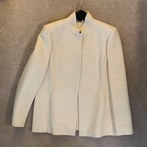 New Ellen Tracy Creme woven boucle tweed skirt suit